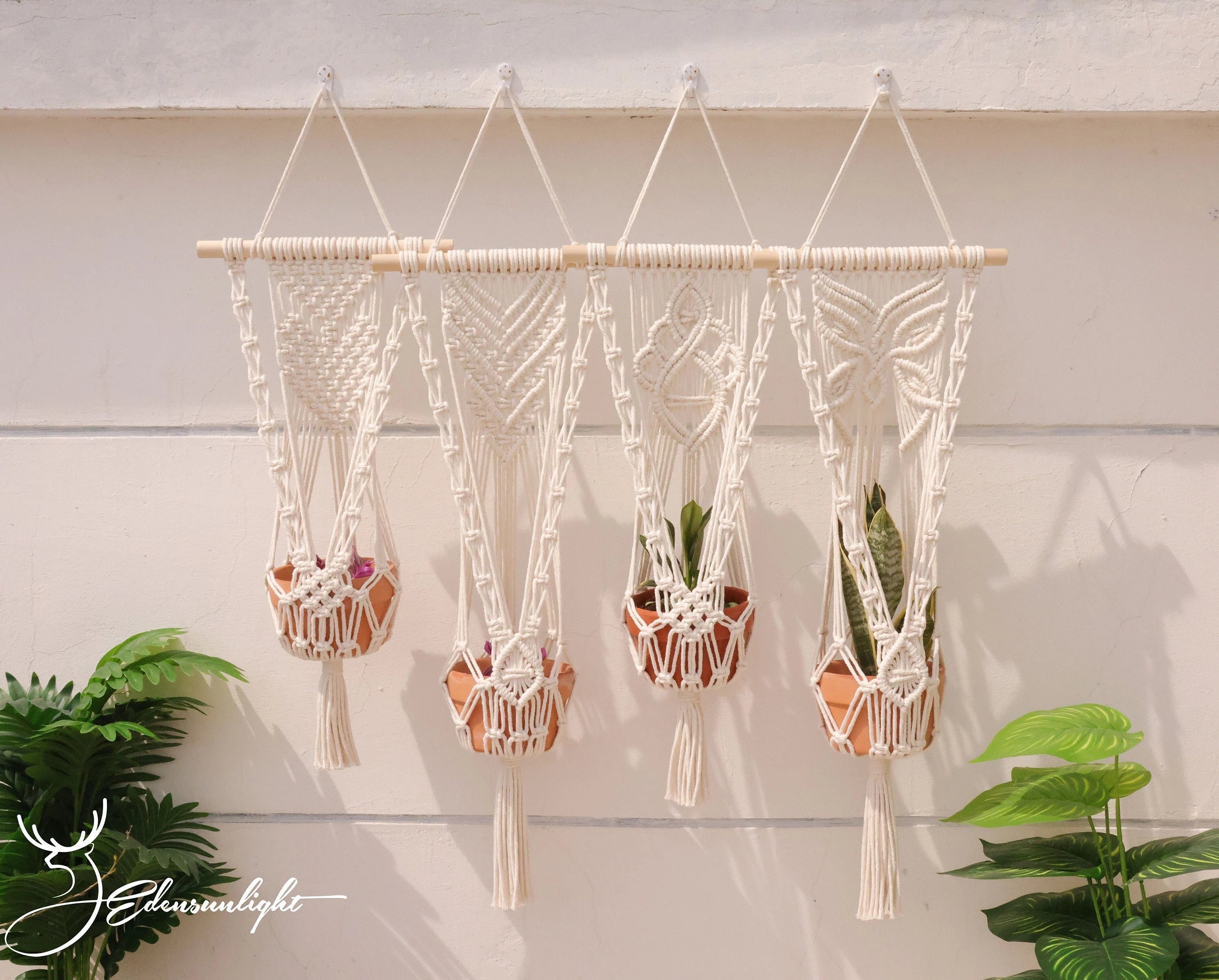 Macrame plant hanger, Boho hanging pot holder/wall planter/ indoor plant hanger/plant holder,Bohemian wall hanging home decor