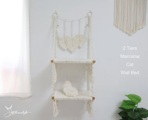 Macrame cat wall bed/wall furniture, Handwoven comfy cat hammock/cat hanging house/cat swing bed for wall/window, Bohemian Wall Hanging