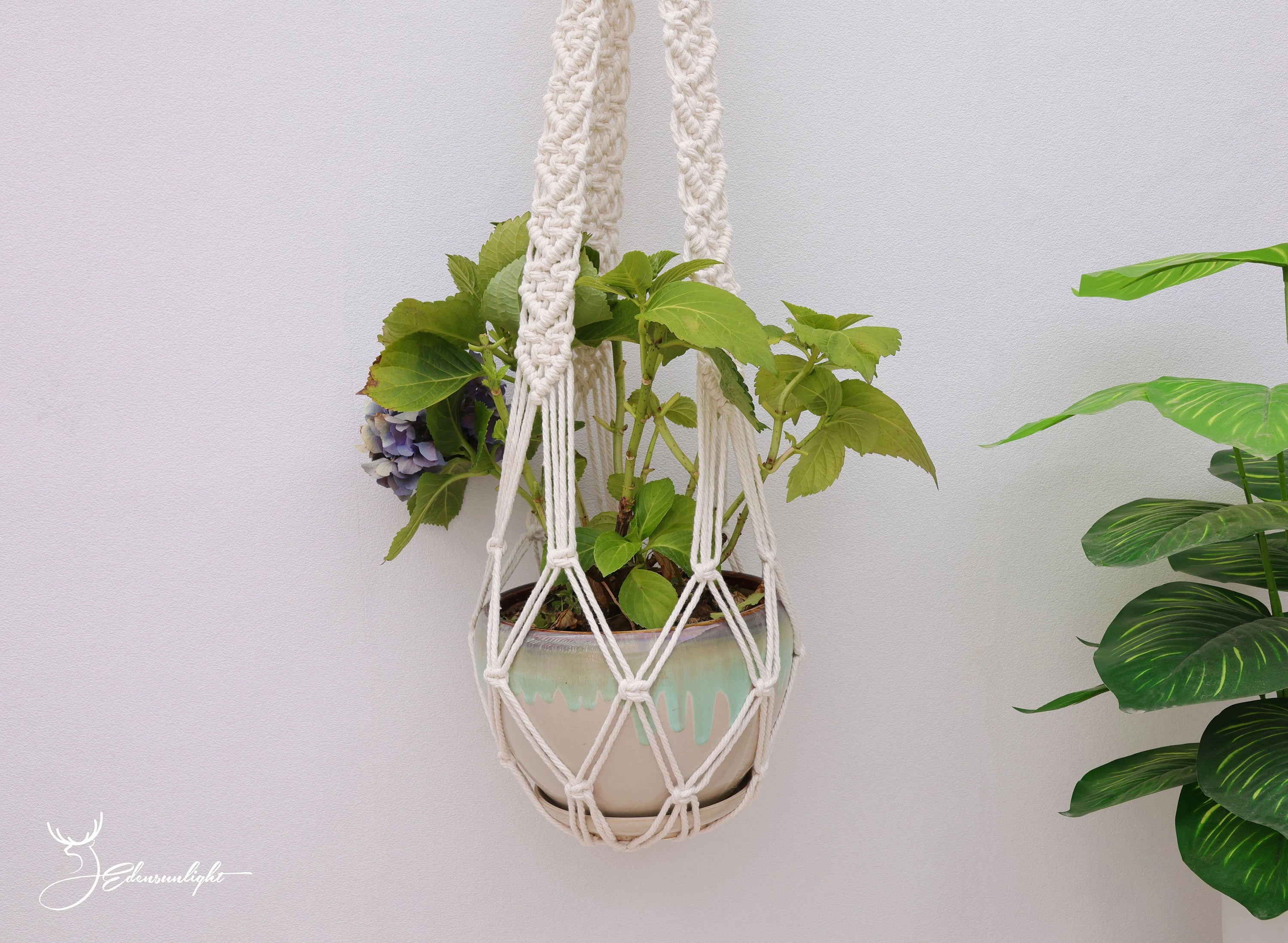 Macrame Large Plant hanger, Bohemian No tail/ no Tassel/tassel-free  wall planter/plant holder/pot holder for indoor garden,Boho wall decor