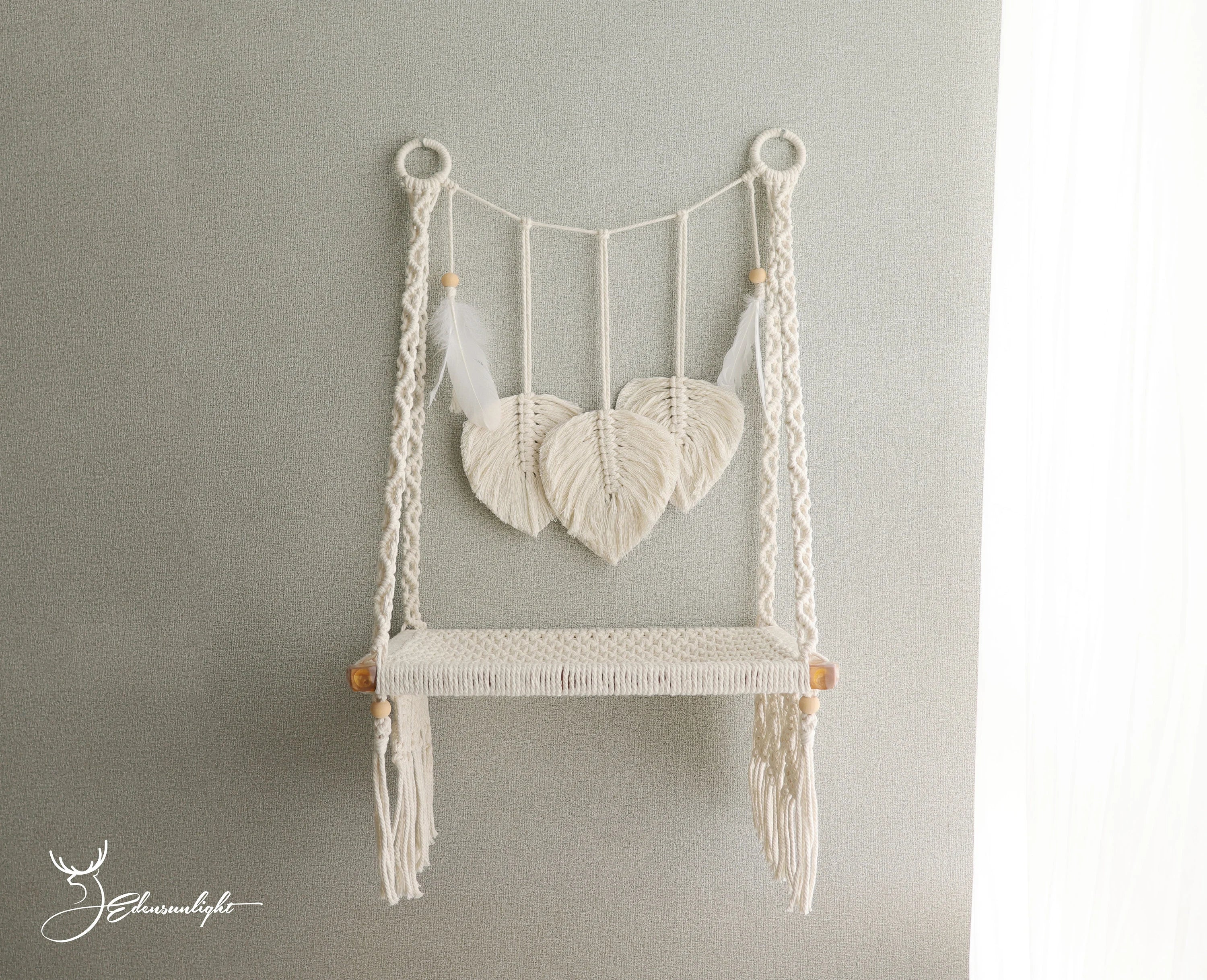 Macrame cat wall bed/wall furniture, Handwoven comfy cat hammock/cat hanging house/cat swing bed for wall/window, Bohemian Wall Hanging