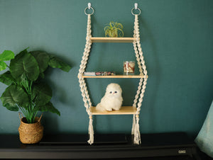 Macrame hanging shelves, wood wall shelf/furniture to hold plants/books/toys...Bohemia home decoration, wall decor