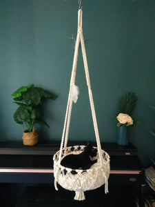 Macrame cat hammock,handwoven pet hanging bed，hanging swing bed for cats