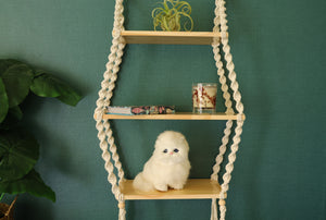 Macrame hanging shelves, wood wall shelf/furniture to hold plants/books/toys...Bohemia home decoration, wall decor