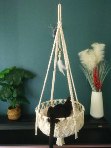 Macrame cat hammock,handwoven pet hanging bed，hanging swing bed for cats