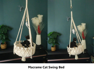 Macrame cat hammock,handwoven pet hanging bed，hanging swing bed for cats