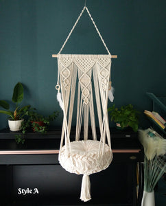 Macrame cat Hammock bed,Macrame cotton rope Swing Bed for cat,indoor pet's sleeping bed wall hanging