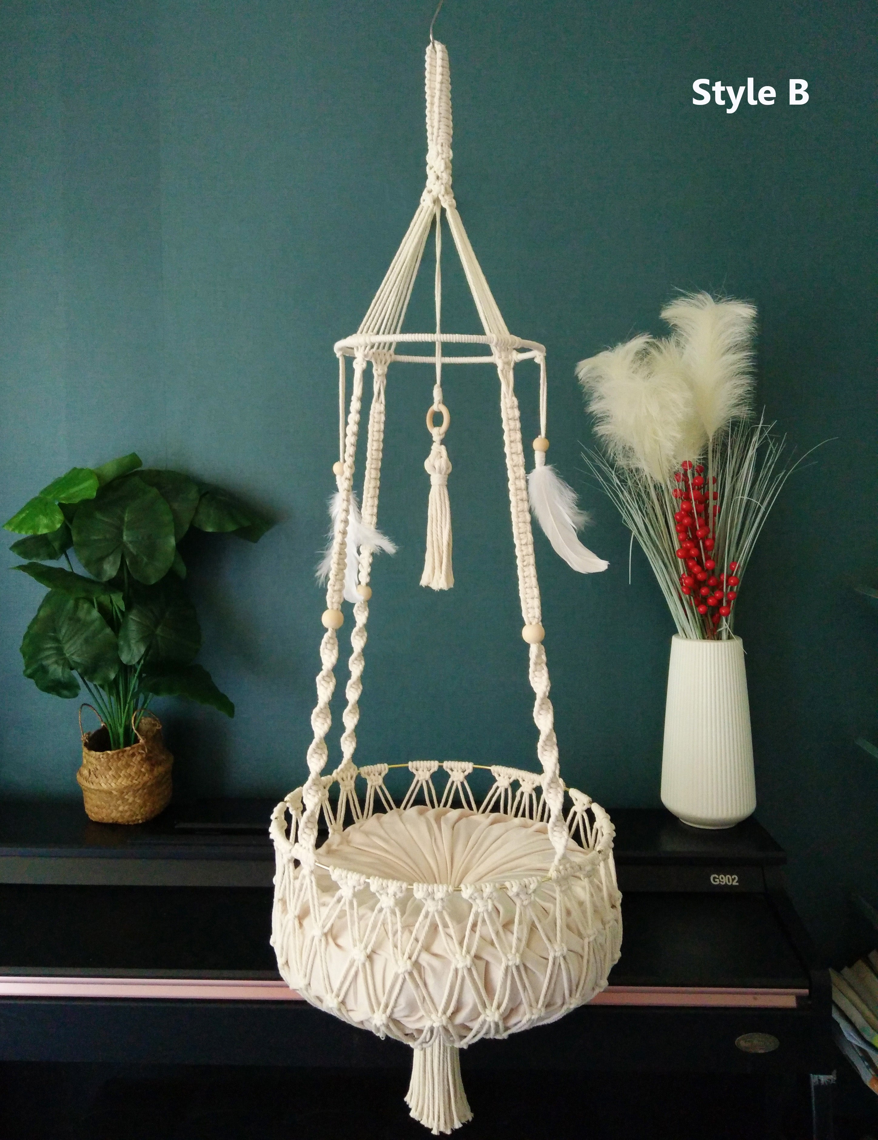 Personalized Macrame Cat Hammock for Cats,Hanging pet bed basket,Hand woven cat swing bed ,boho home decor-Gift choice