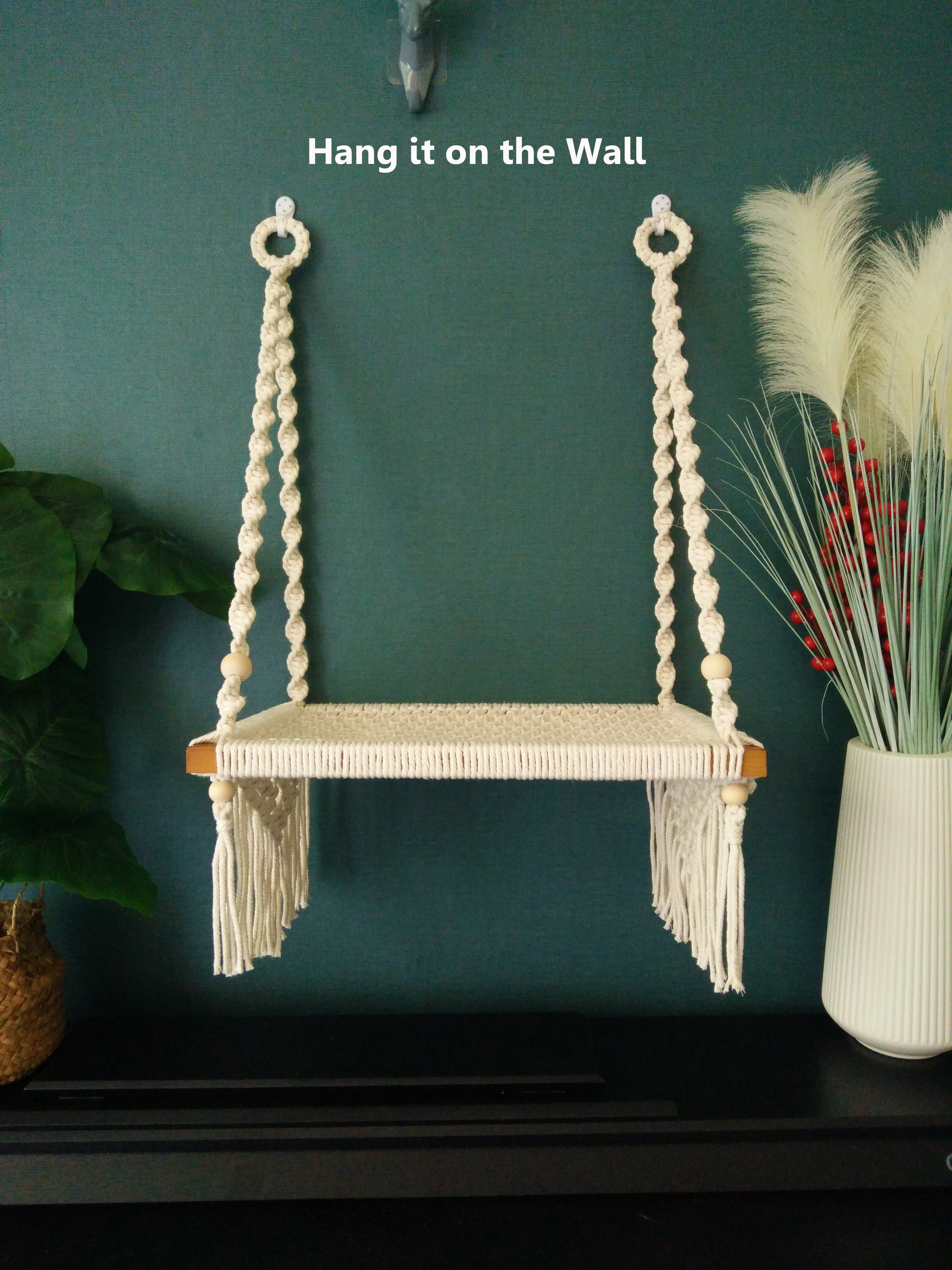 Macrame Cat wall furniture/wall bed , Cat hammock for window, hand woven pet swing bed, Boho cat wall hanging house