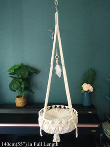 Macrame cat hammock,handwoven pet hanging bed，hanging swing bed for cats