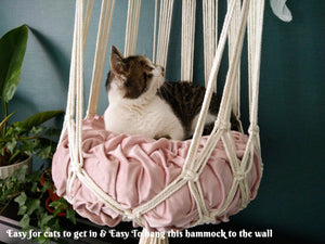 Macrame cat Hammock bed,Macrame cotton rope Swing Bed for cat,indoor pet's sleeping bed wall hanging