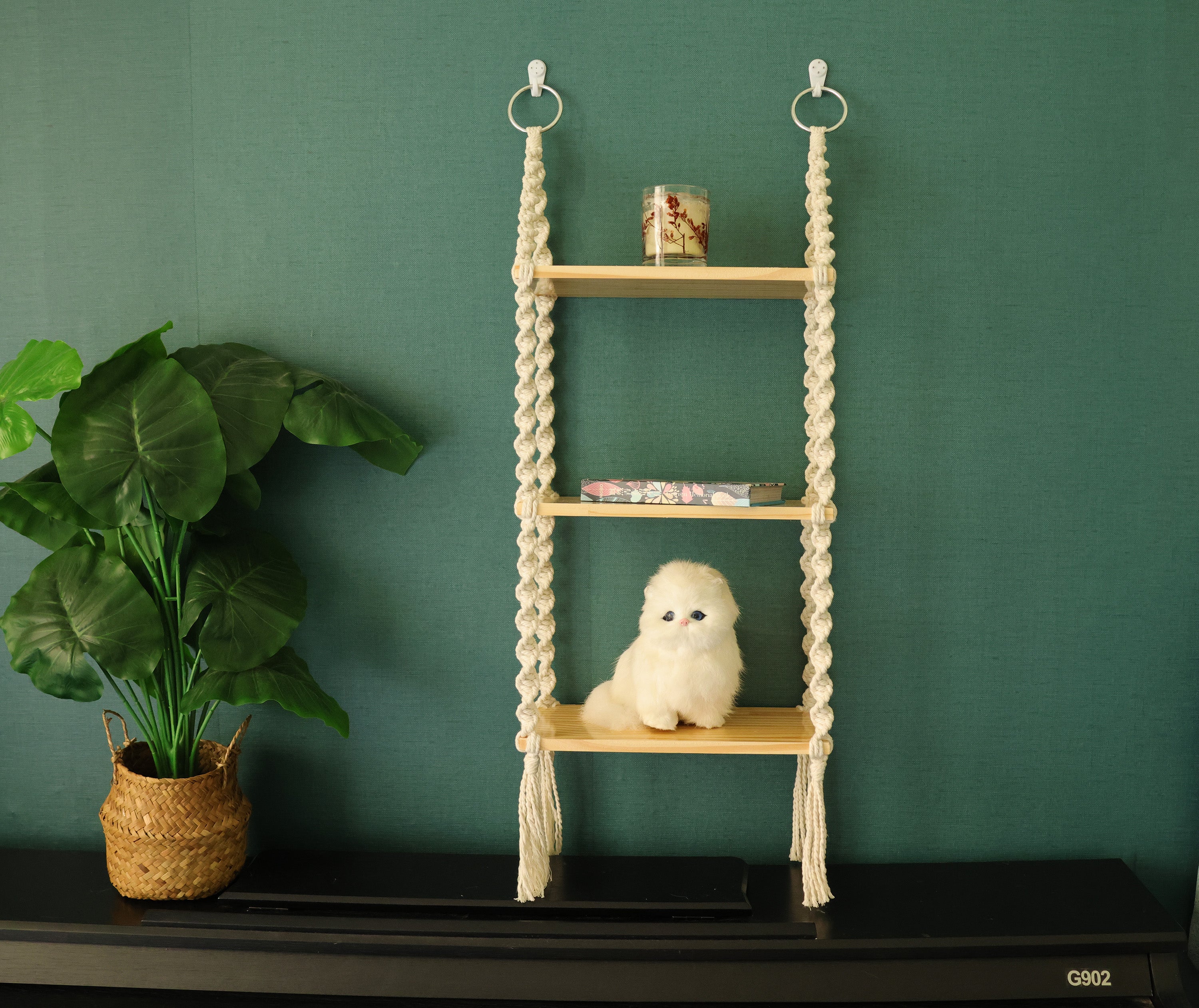 Macrame hanging shelves, wooden wall furniture/bookshelves/ bathroom decor shelf/ living room shelving/bedroom shelving/plant hanger shelf