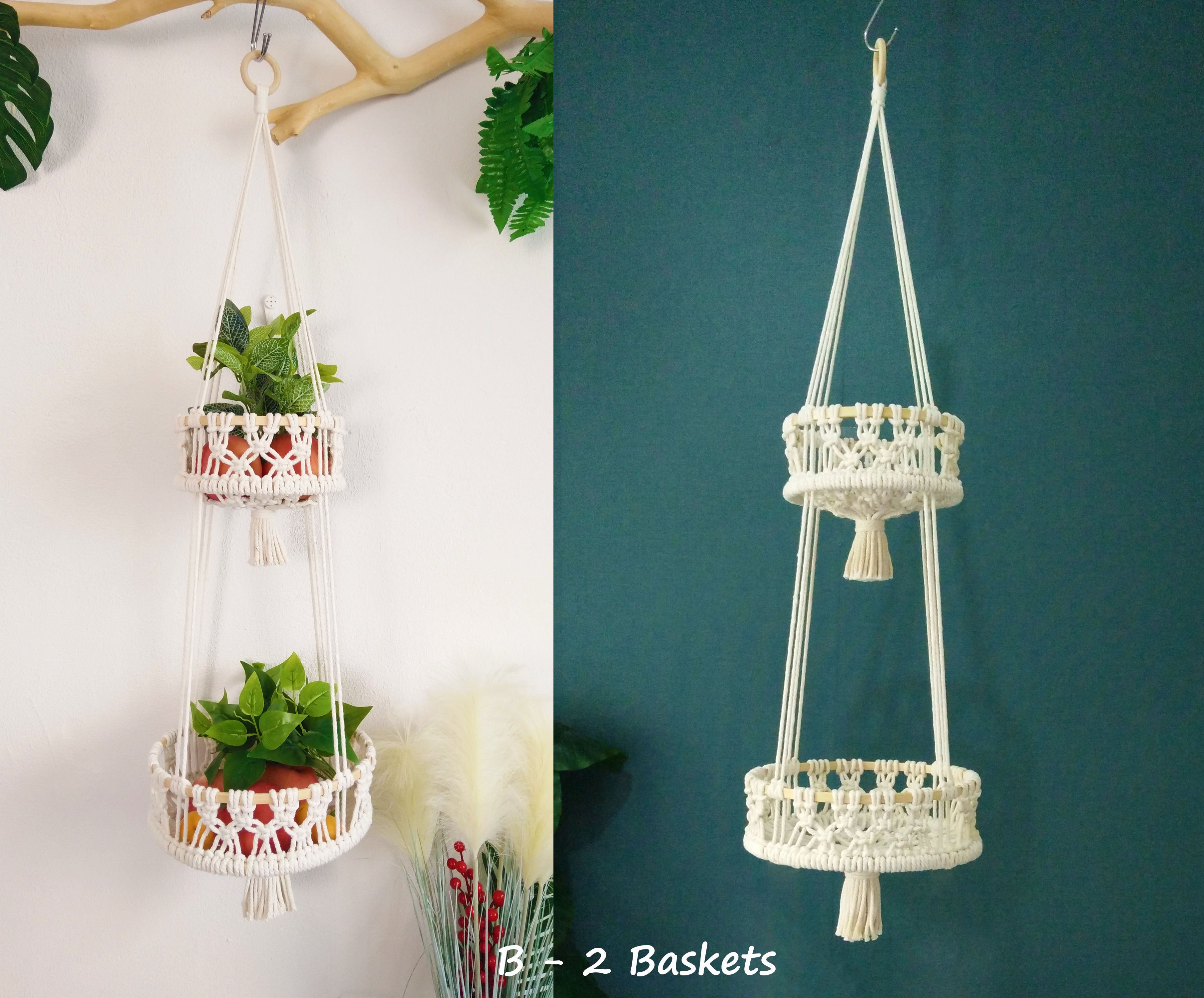 Personalized Macrame Fruit Hammock, Macrame Vegetable holder, Boho kitchen storage basket hanger