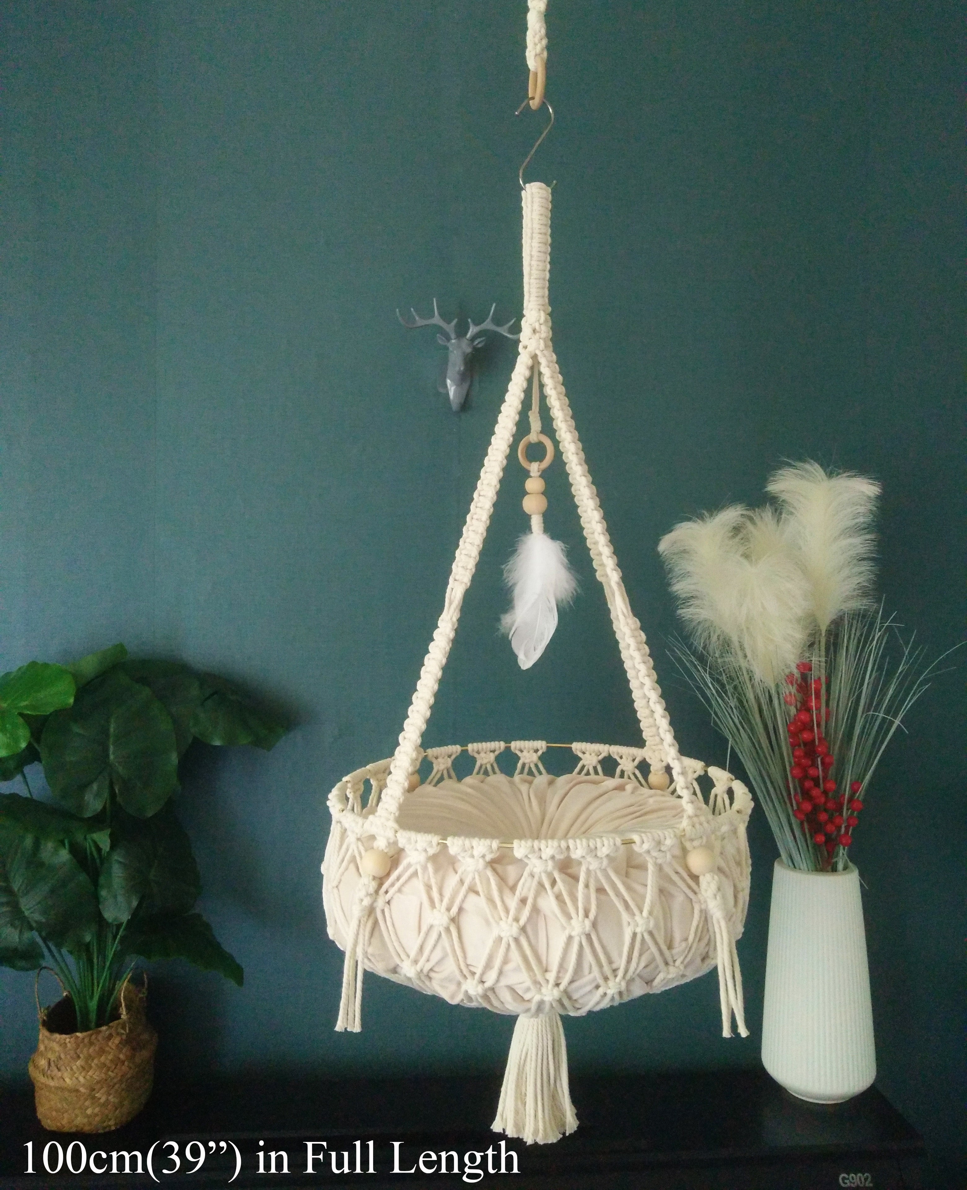Macrame cat hammock,handwoven pet hanging bed，hanging swing bed for cats