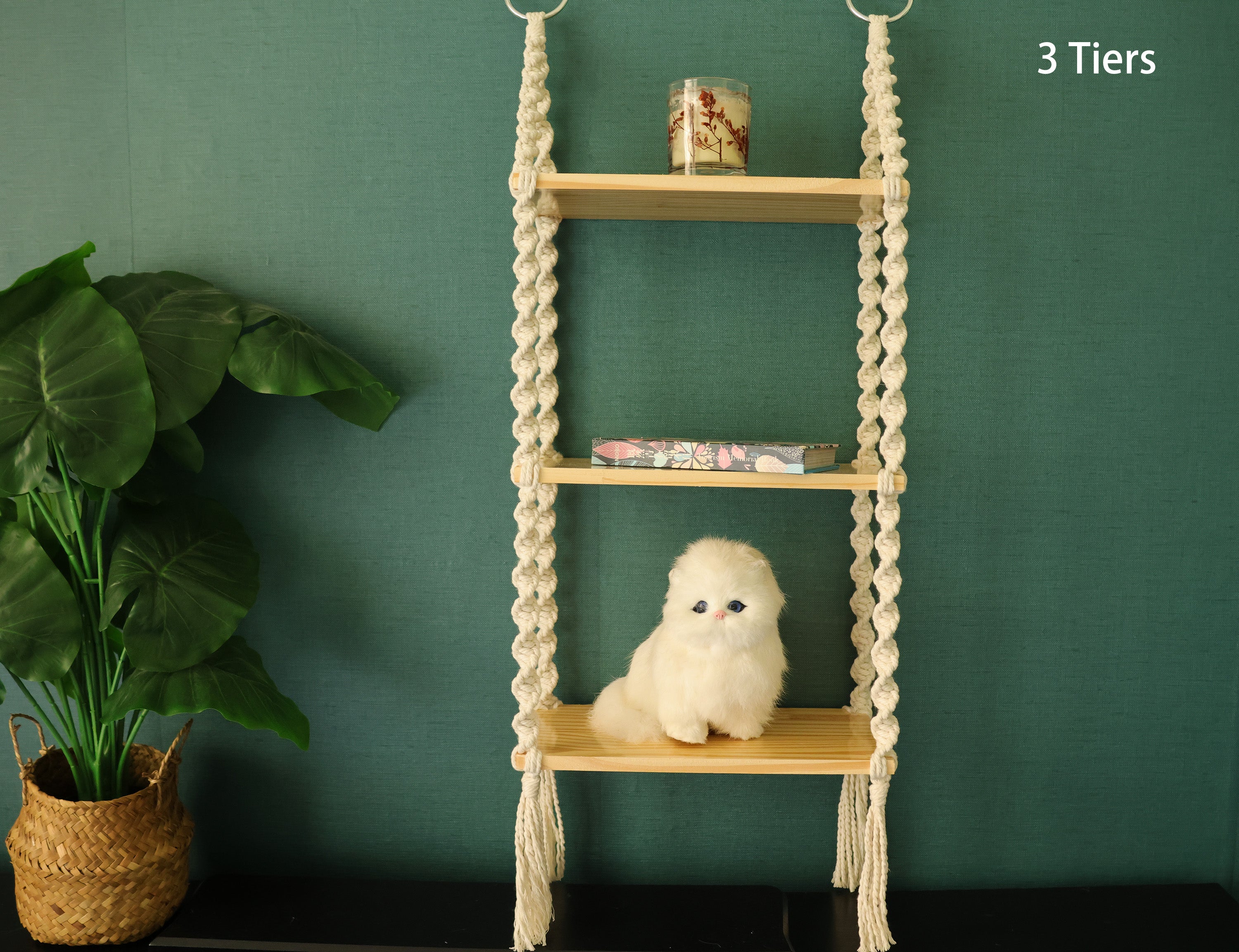 Macrame hanging shelves, wooden wall furniture/bookshelves/ bathroom decor shelf/ living room shelving/bedroom shelving/plant hanger shelf