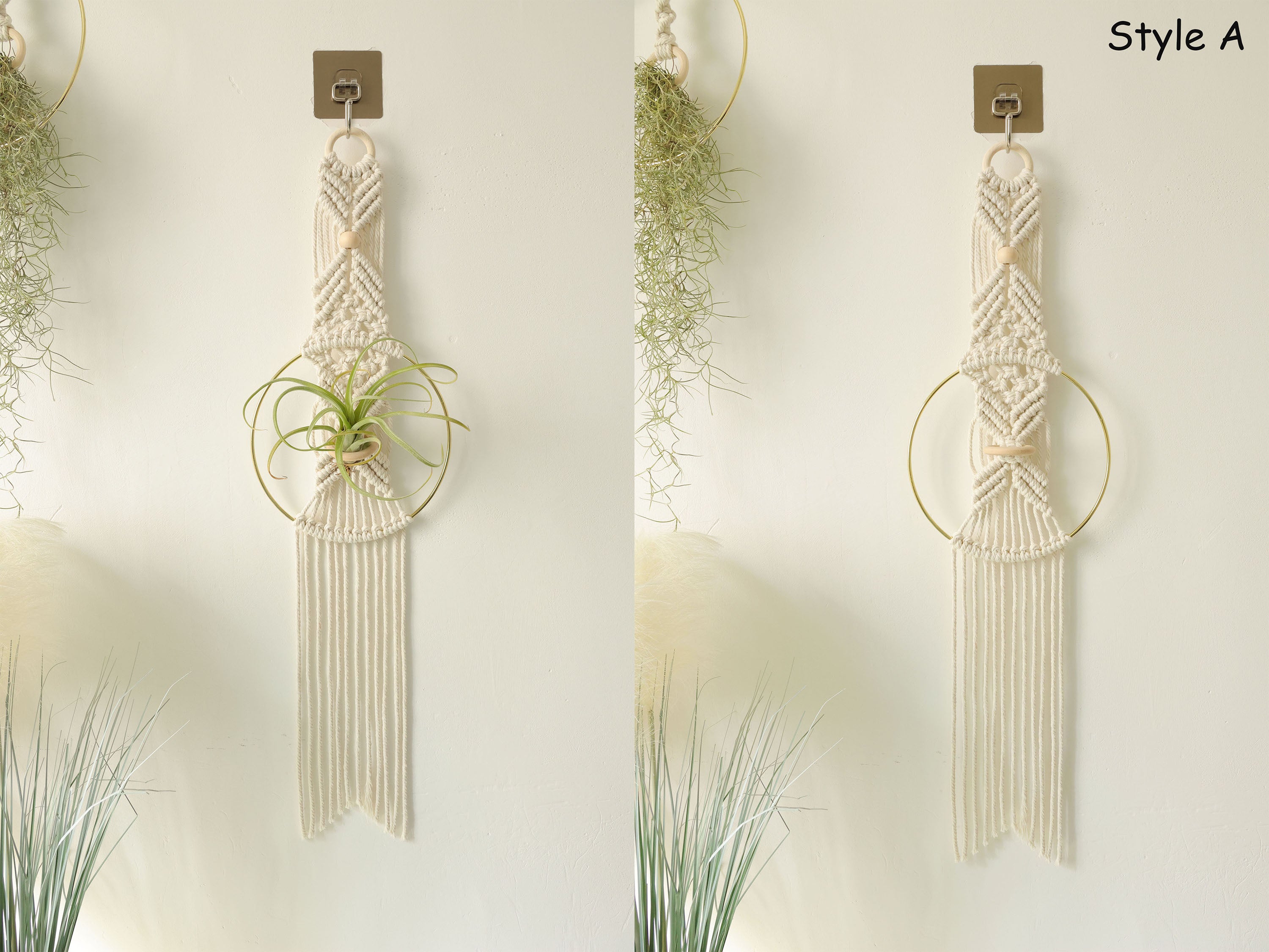 Macrame Air Plant holder, Stylish Bohemia air plant display hanger,Boho wall hanging home decor