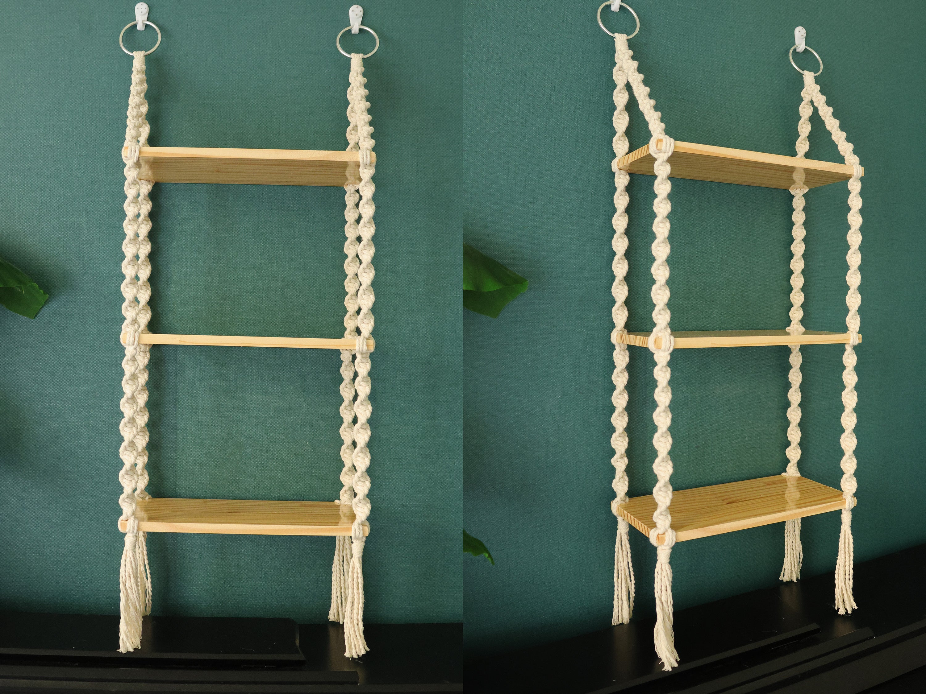 Macrame hanging shelves, wooden wall furniture/bookshelves/ bathroom decor shelf/ living room shelving/bedroom shelving/plant hanger shelf