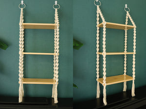 Macrame hanging shelves, wooden wall furniture/bookshelves/ bathroom decor shelf/ living room shelving/bedroom shelving/plant hanger shelf