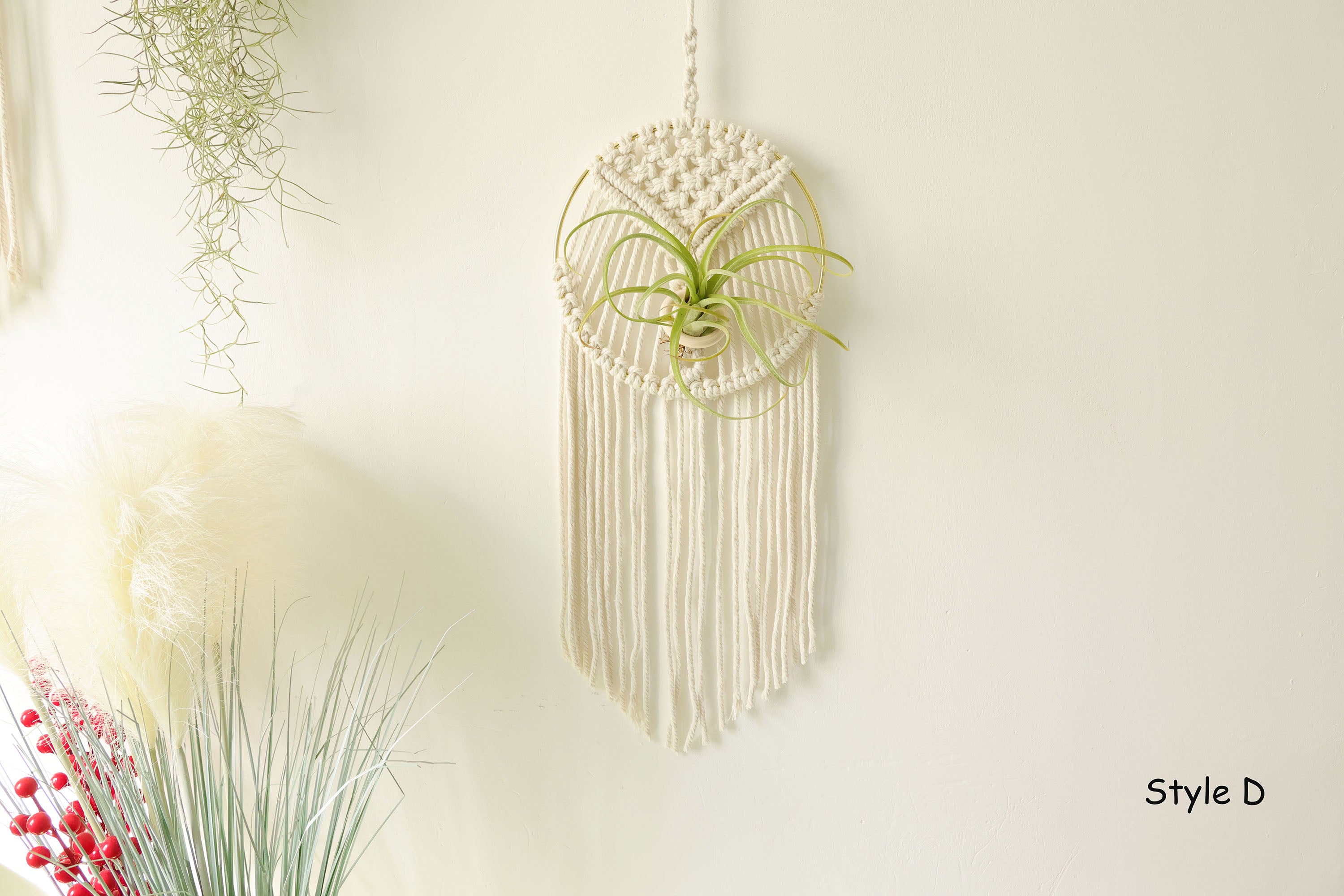 Macrame Air Plant holder, Stylish Bohemia air plant display hanger,Boho wall hanging home decor