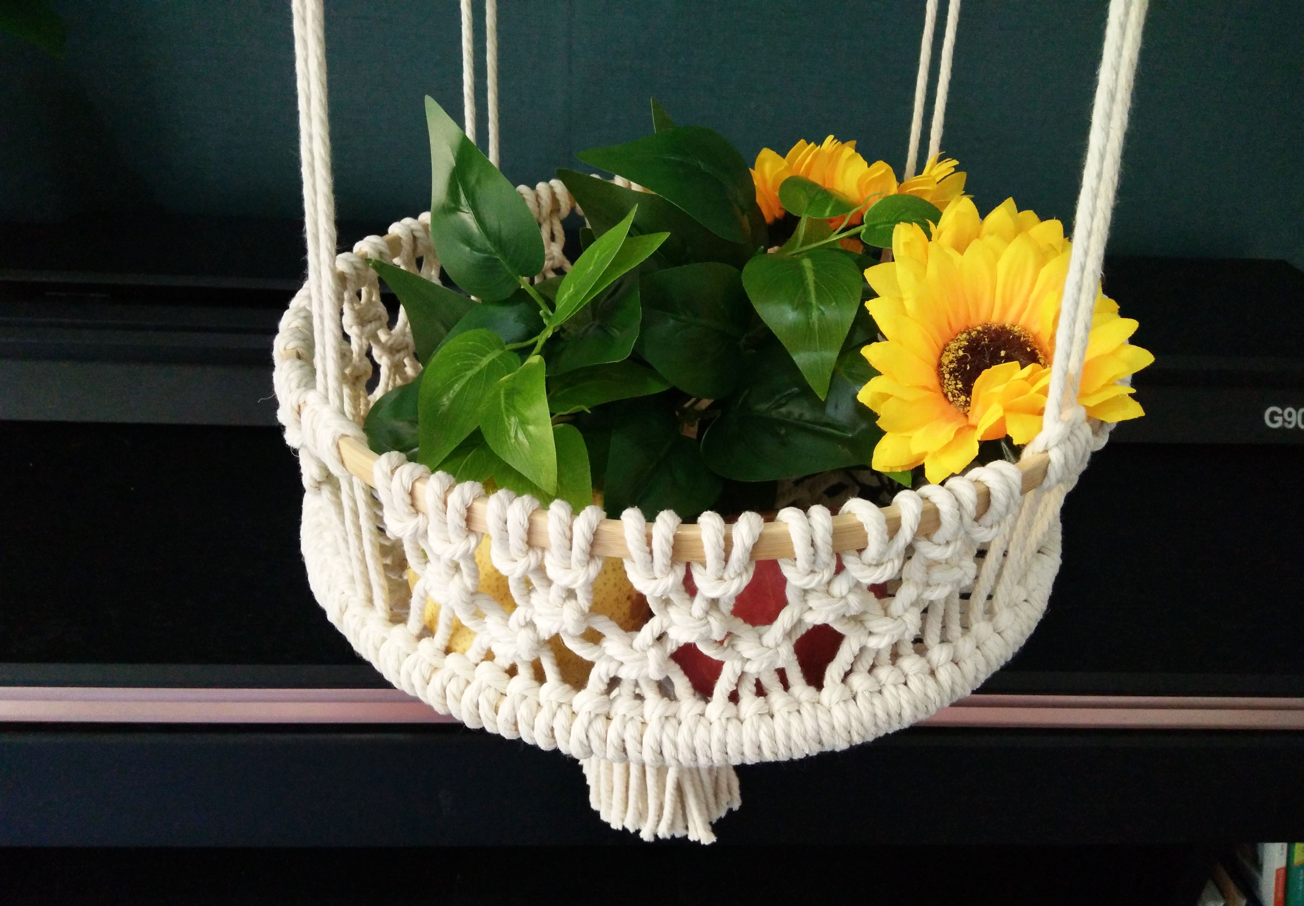 Personalized Macrame Fruit Hammock, Macrame Vegetable holder, Boho kitchen storage basket hanger