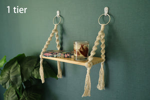 Macrame hanging shelves, wooden wall furniture/bookshelves/ bathroom decor shelf/ living room shelving/bedroom shelving/plant hanger shelf