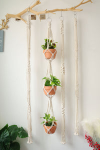 No tassel Plant hanger, Macrame plant/pot holder no tail for indoor garden(single/double/triple), Boho wall hanging Home Decor