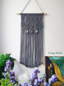 Macrame crystal wall hanging, Boho wall art decoration for home